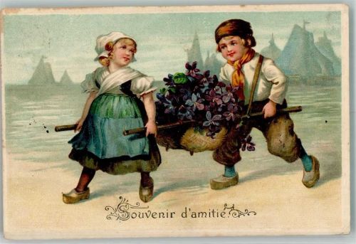 1908 Hollandkinder Korb Veilchen