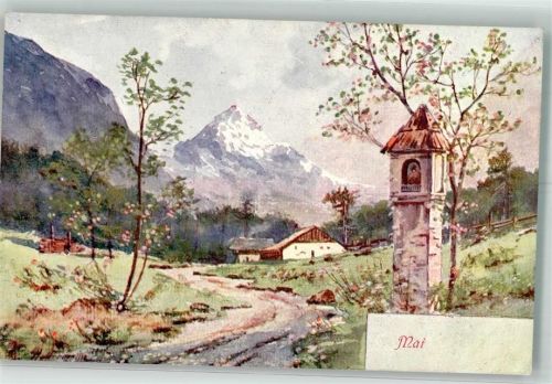 sign. Wertheim Der Monat Mai mit einem Bauernhaus im Hochgebirge B.K.W.I. 724-55