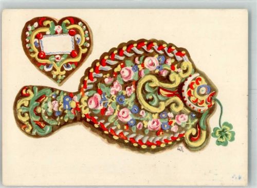 sign. Lik Herz Fisch Blumen Kleeblatt J.V.W. Nr.44