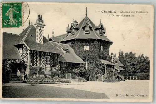 Chantilly Schloss Chateau des Fontaines Briefmarke Bildseite