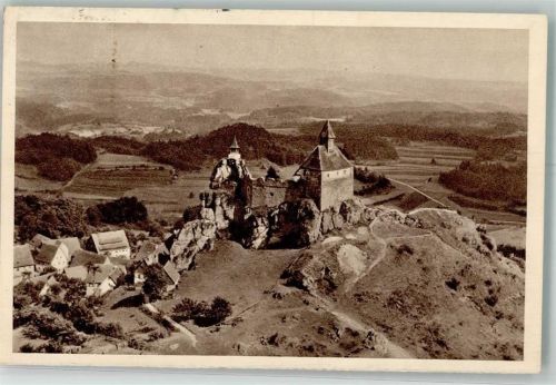 Hersbruck 1934 Reichswinterhilfe-Lotterie Bild 166 Fliegeraufnahme von Burg Hohenstein Das schöne Deutschland