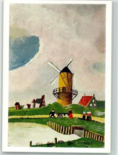 sign. van Weert, Jan August Spaziergänger vor einer Windmühle Serie Monatsbilder Nr. 66 Woldemar Klein Verlag