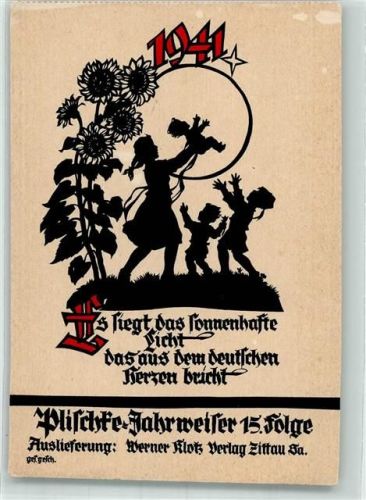 Jahrweiser Folge 15 1941 Kinder Sonnenblumen Scherenschnitt Keine AK Plischke, G. Künstlerkarte
