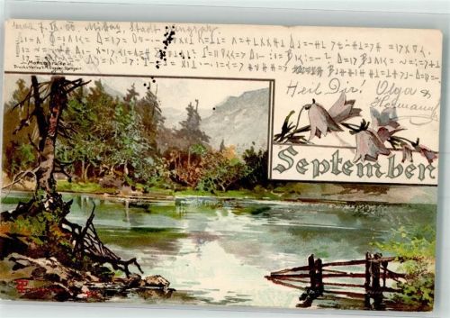 1900 sign. Guggenberger T. September See Blumen