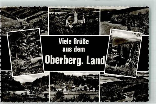 51588 W5223 Nümbrecht Foto AK Viele Grüße aus dem Oberbergischen Land Burgschenke Schloss Homburg