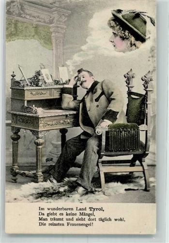 1905 Serie Liebestraum Nr. 236 von einem Frauenengel im Zigarettenrauch , Mann am Schreibtisch