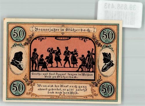 98714 O6316 Stützerbach 1921 Notgeldschein 50 Pfennig Brausejahre