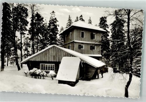 51580 W5226 Reichshof Foto AK Jugendherberge Blockhaus Winter Schnee