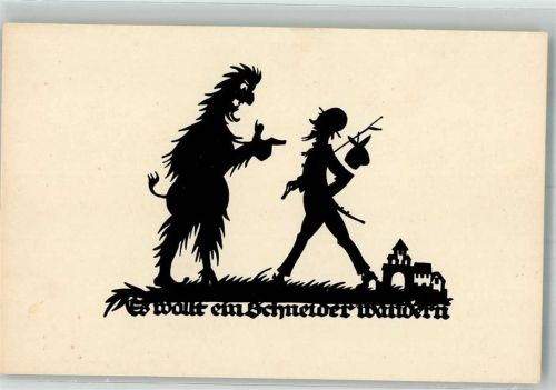 Es wollt ein Schneider wandern Teufel Scherenschnitt