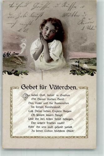 Kind spricht ein Gebet für den Vater im Felde L & P 5655