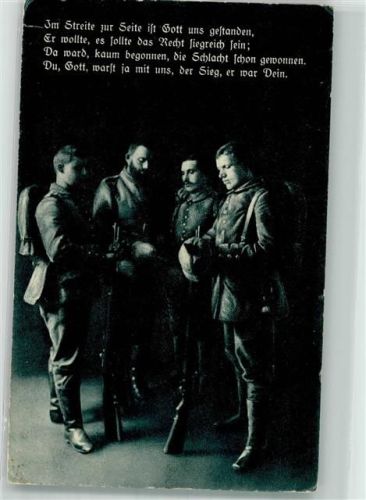 1915 Landser in Uniform danken Gott für eine siegreiche Schlacht Feldpost WK I 19. Ersatz-Division