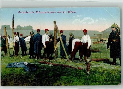 1915 Französische Gefangene bei der Arbeit unter Bewachung von Landsern WK I Verlag Bremer & Co. Nr. 204