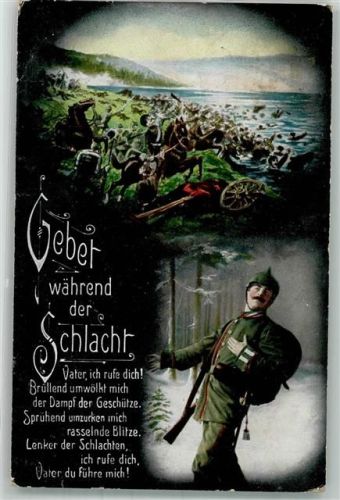 1915 Landser in Uniform betet während der Schlacht zu Gott R & K.L. Serie 2599/I WK I