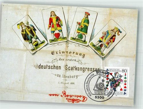 Altenburg 1986 26/1986 100 Jahre Skatkongresse Erinnerung 1886 Philatelie Erstausgabe