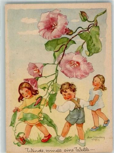 sign. Oldenburg, Lotte Kleine Kinder mit einer Ackerwinde