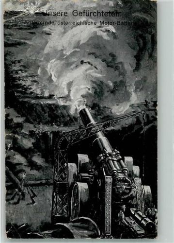 1915 WK I Österr. Motor Batteri beim Abfeuern