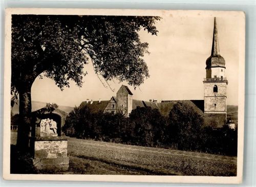 Fladungen mit der Kath. Pfarrkirche St. Kilian und Pulverturm Fotograf Hermann Eckert
