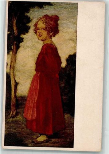 Die im roten Kleid Nr. 215 Kunstwart Bildkarte Verlag Georg D.W. Callwey