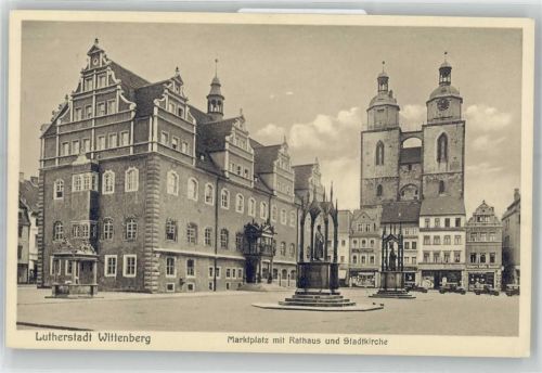 Lutherstadt Wittenberg Ortsansicht, Stadtkirche, Rathaus AKU1