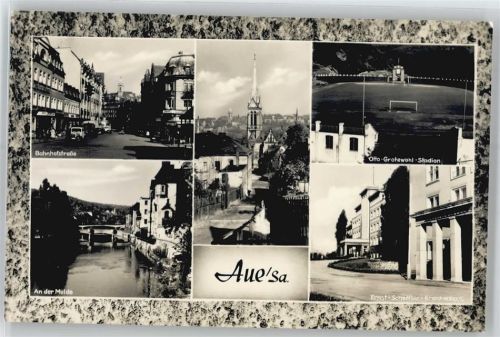 08280 O9400 Aue , Sachs - Bahnhofstraße, An der Mulde, Otto-Grotewohl-Stadion, Ernst-Scheffler-Krankenhaus