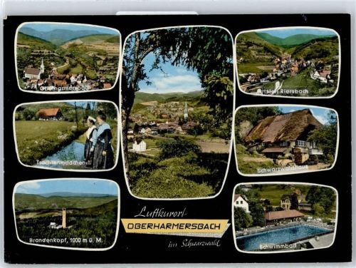 77784 W7617 Oberharmersbach - Gesamtansicht, Schwarzwaldhaus, Brandenkopf, Trachten, Schwimmbad