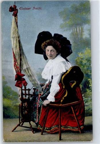 Spinnrad Elsässer Tracht Frau
