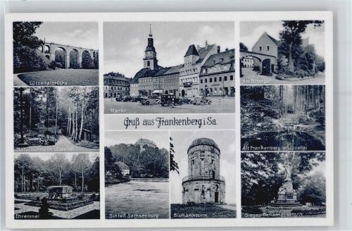 09669 O9262 Frankenberg , Sachs - Lützeltalbrücke, Naturbühne im Lützeltal, Am Rittergut, Sieges-Denkmal, Bismarckturm, Schloß Sachsenburg, Ehrenmal, Marktplatz