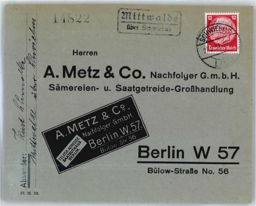 Schwiebus Swiebodzin - Landpoststempel Mittwalde