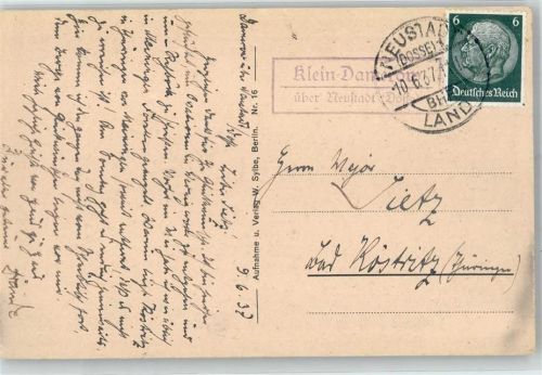 16845 O1900 Neustadt (Dosse) - Landpoststempel Klein Damerow Blick von der Schlossterrasse Wernigerode Nöschenrode
