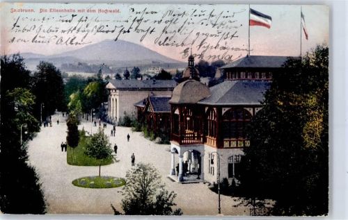 Bad Salzbrunn 1911 Die Elisenhalle mit dem Hochwald