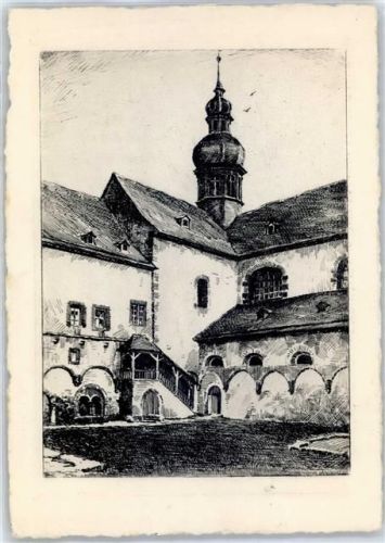 Eberbach Malerischer Winkel im Kreuzgarten nach Original-Federzeichnung sign. Heinr. Landgrebe