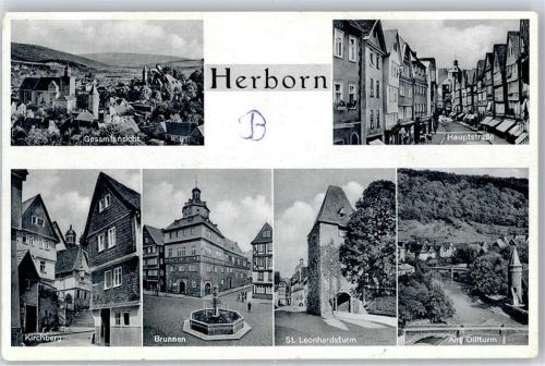 Herborn Hauptstraße Kirchberg Brunnen St. Leonhardsturm Dillturm
