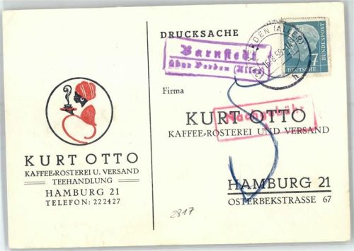 27313 W2817 Barnstedt - Landpoststempel Kaffee-Rösterei Versand Teehandlung Kurt Otto Hamburg