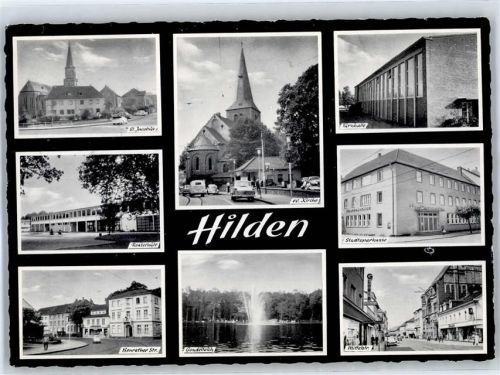 Hilden Kirche St. Jacobus Ev. Kirche Turnhalle Stadtsparkasse Realschule Benrather Straße Gondelteich Mittelstraße