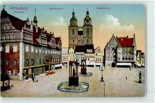 Lutherstadt Wittenberg Marktplatz Stadtkirche Rathaus Litfaßsäule