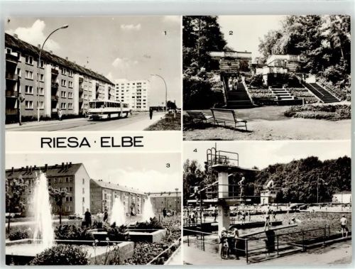 Riesa Dresdner Strasse Omnibus Freitreppe Schwimmbad Neubauten