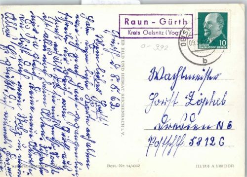 08606 O9920 Oelsnitz /Vogtl. - Landpoststempel FDGB Radiumbad Brambach