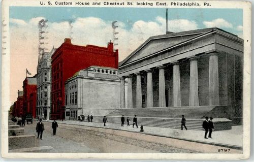 Philadelphia Custom House and Chestnut St. looking East