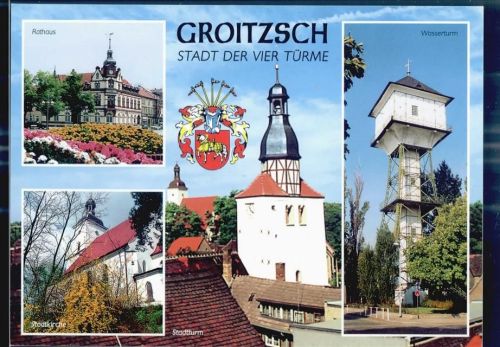 Groitzsch Rathaus Wasserturm Stadtturm Kirche