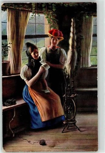1909 Schwarzwälder Spinnstube Frau Tacht