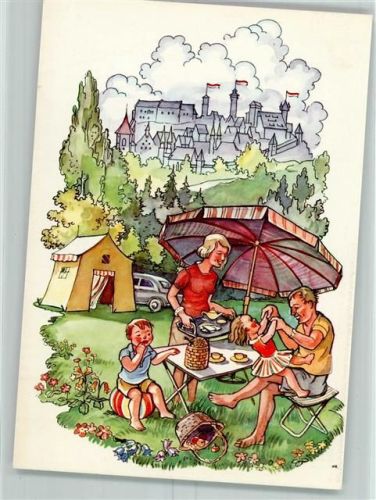 Nürnberg E. Otto Schmidt Lebkuchenfabrik Werbung Picknick Camping