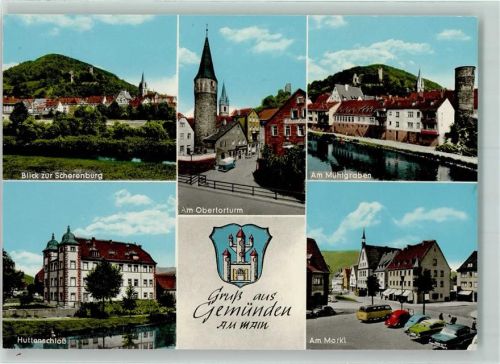 Gemünden Scherenburg Obertorturm Mühlgraben Huttenschloß Markt Auto