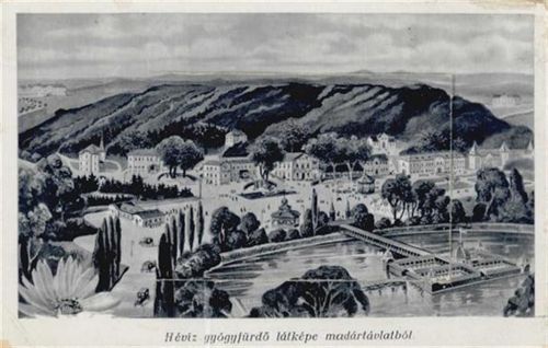 Heviz - Hévízgyógyfürdő (Ungarn) Leporello Gesamtansicht II- (Abschürfung Ecken VS, kleiner Einriss, Stauchungen)