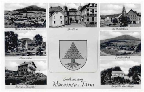 Tann Tann (6413) Leporello Kurheim Silberdistel, Berg-Hotel Sonnenküppel, Schwimmbad, Hasenmühle, Marktplatz I-II