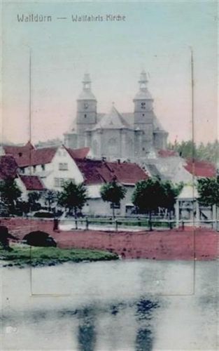 74731 W6968 Walldürn - Walldürn (6968) Leporello Wallfahrts-Kirche II (Klebereste VS, kleine Einrisse bei Leporello-Abdeckung)