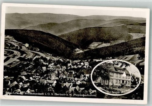 Waldkatzenbach Fliegeraufnahme Gasthaus Pension zur Post Notopfermarke Berlin