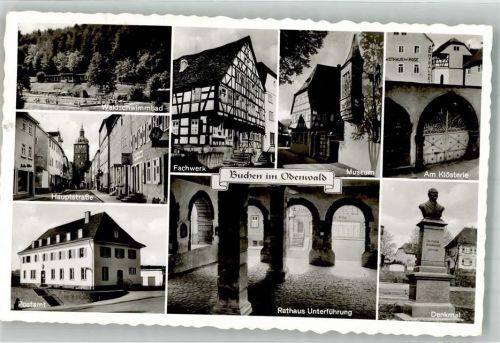 Buchen Waldschwimmbad Hauptstraße Postamt Fachwerkhaus Am Klösterle Rathausarkaden Fotograf Alfred Dittmann