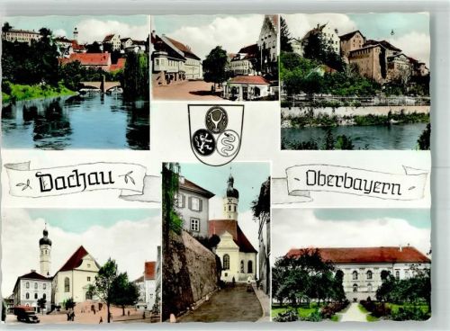 Dachau 1973 Kirche Schloss Marktplatz LKW Wappen