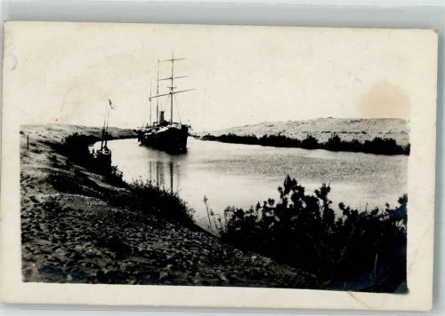 Suez Ort handschriftlich Dampfschiff