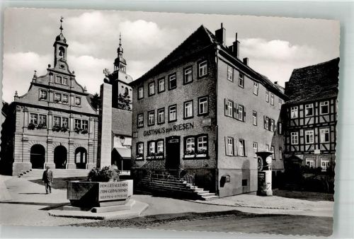 Buchen Marktplatz Rathaus Kriegerdenkmal Gasthaus Zum Riesen Litfaßsäule